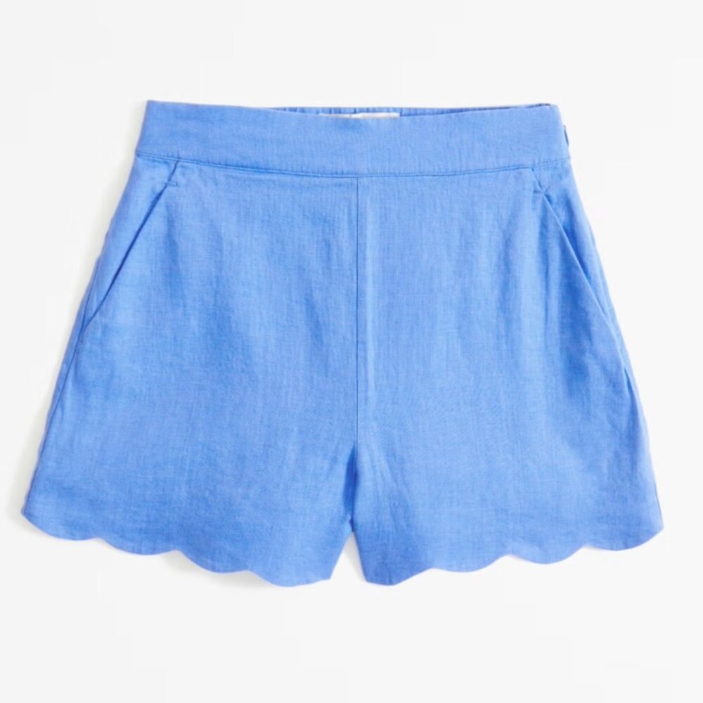 Premium Linen Scallop-Hem Tailored Short